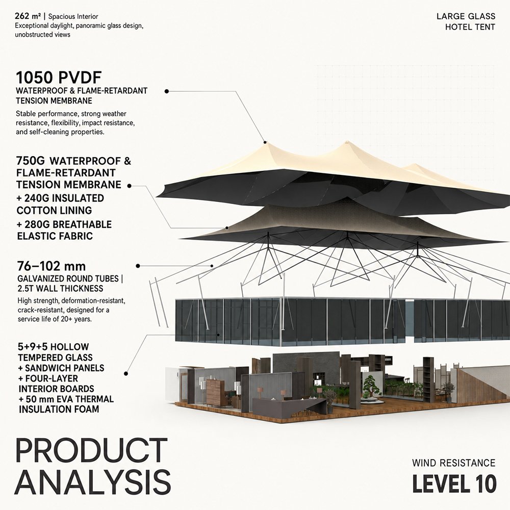 BOTEEN BT-AJ-1 creates premium glamping spaces for luxury resorts, eco retreats and outdoor destinations, combining refined comfort with the beauty of nature.